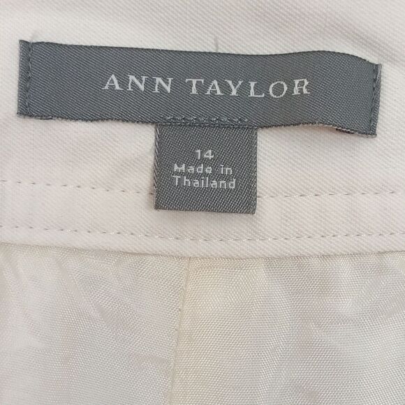 Ann Taylor Women Cream Linen Blend Straight Leg Lined Trousers sz 14 - Picture 5 of 8